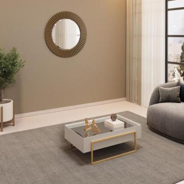 Imagem de Mesa de Centro com Tampo Espelhado e Pés Dourados DJ Móveis Kika Bali 