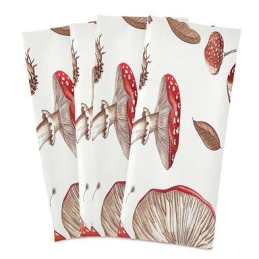 Imagem de xigua Conjunto de 6 panos de prato de cozinha de cogumelos, macios e altamente absorventes de secagem rápida para limpeza de pratos e limpeza manual, 71 x 45 cm