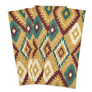 Imagem de Wassud Toalhas de prato de cozinha padrão asteca, pacote com 4 panos de prato macios com laço para pendurar, toalha de mão de secagem rápida super absorvente, toalhas de chá de mesa decorativas 71 x