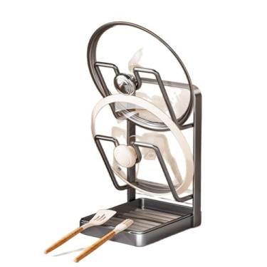 Imagem de Suporte de Tampa Panela para Balcão Multifuncional Espátula Cozinha Vertical Tabua Corte Prateleira Drenagem Residencial