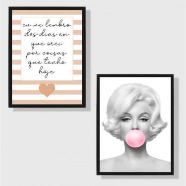 Imagem de Kit 2 Quadros Dias Em Que Orei Chiclete 24X18Cm