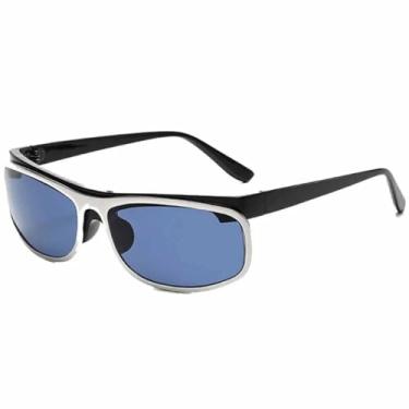 Imagem de HPIRME Óculos femininos com armação oval punk, estilo streetwear masculino, proteção UV400 (preto e azul)