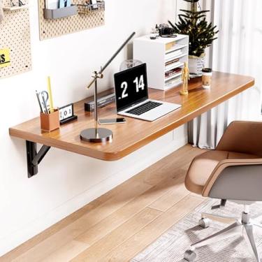 Imagem de Mesa dobrável montada na parede, mesa de parede dobrável que economiza espaço, mesa de jantar de parede de madeira, mesa de jantar, mesa flutuante com cavalete para espaços pequenos, bar, computador