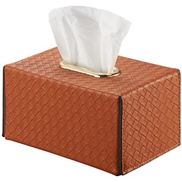 Imagem de Capa de caixa de tecido, capa de caixa de lenços retangular, suporte de textura de tecelagem criativa, dispensador de toalha, recipiente de armazenamento