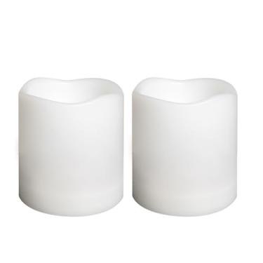 Imagem de Velas sem chama à prova d'água operadas por bateria ao ar livre com temporizador automático, resina plástica cintilante, luzes de pilar elétricas de LED para lanterna, pátio, jardim, decorações de