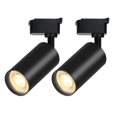 Imagem de Bravsekai Cabeças de iluminação de pista de LED pretas (sem trilhos de trilhos), 2 luzes 10W reguláveis cabeça de luzes de trilho adequado para trilhos tipo H 3000K luminária de teto branco quente