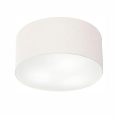 Imagem de Plafon Cilíndrico Md-3048 Cúpula Em Tecido 50x21cm Branco - Bivolt