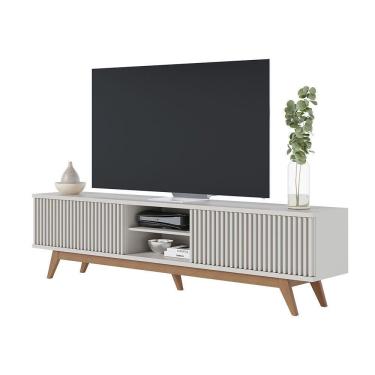 Imagem de Rack Para Sala Bancada De Tv 75 Pol 218cm Pollyana C04 - D'rossi Cor Off White Matte