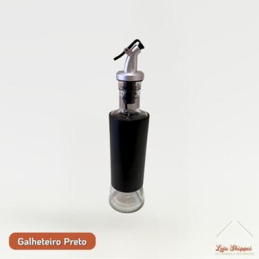 Imagem de Galheteiro de Vidro com Bico Dosador 300ml Inox Preto ou Prata Cozinha