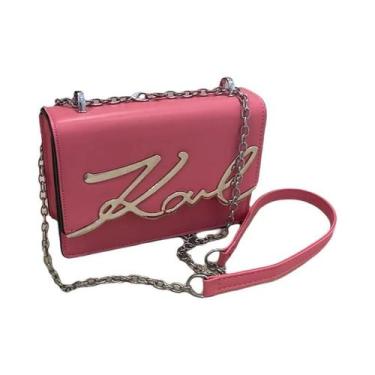 Imagem de Bolsa Transversal De Cor Sólida Com Emblema Metálico, Alça De Corrente