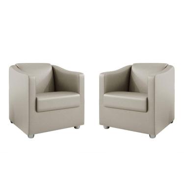 Imagem de Kit 2 Poltronas Decorativa Tilla Corino Bege Dal Poz Estofados