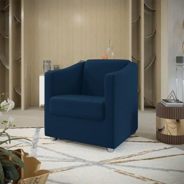 Imagem de Poltrona Decorativa Tilla Suede Azul Marinho Dal Poz Estofados