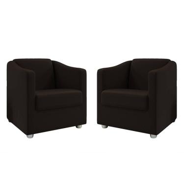 Imagem de Kit 2 Poltronas Decorativa Tilla  Suede Marrom Dal Poz Estofados