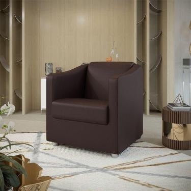 Imagem de Poltrona Decorativa Tilla Corino Marrom Dal Poz Estofados