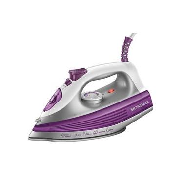 Imagem de Ferro de Passar a Vapor Mondial FVN-01-P Spray e Base Cerâmica Diamante Branco/Roxo