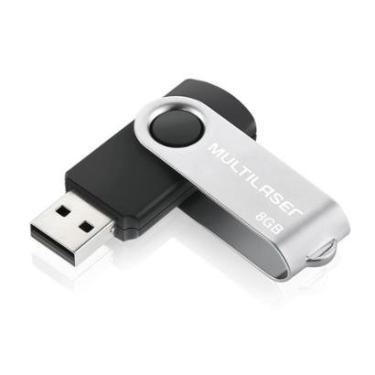 Imagem de Pen Drive 8GB Multi Twist, USB 2.0, Preto e Prata - PD587-Unissex