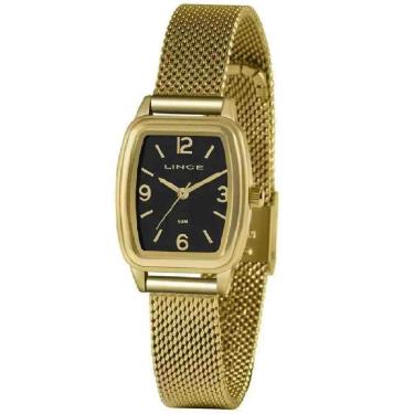 Imagem de Relógio Classic Feminino Analógico Dourado Lqg4675L Preto - Lince-Feminino