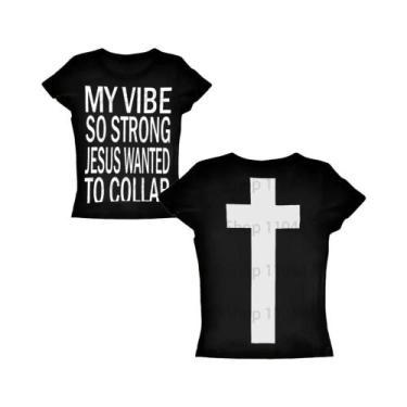 Imagem de Camiseta Curta Preta Gótica Punk Fairy Grunge Vintage Streetwear Slim 