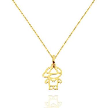 Imagem de Pingente Menino Filho Vazado com Corrente Veneziana Ouro 18k - Arkha18