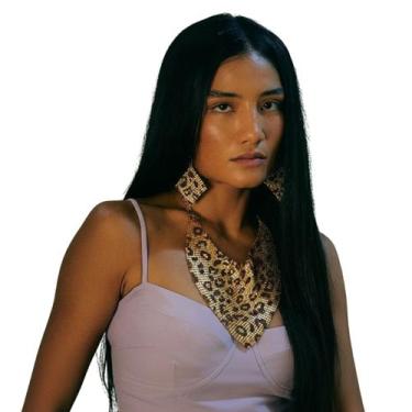 Imagem de Kit Colar + Brinco Feminino Sofisticado Design Luxo Festas - - anjo da