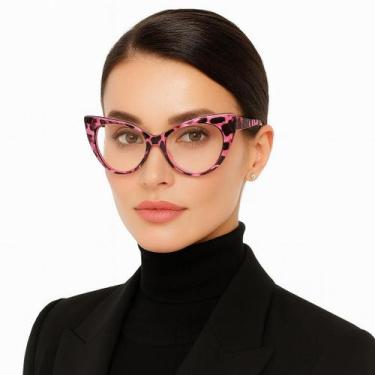 Imagem de Armação Óculos Grau Gatinho Feminino Grande Moderna - VINKIN, Leopardo
