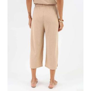 Imagem de Calça Pantacourt Feminina Canelada Marisa Bege-30002, Bege, M