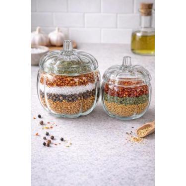 Imagem de Kit 2 Potes de Vidro em Formato de Abóbora 500ml e 1000ml - Tuut