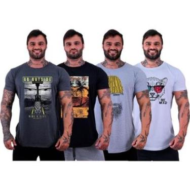 Imagem de Kit 4 Camiseta Longline Masculina MXD Conceito Básico Sport Fitness Silk Screen-Masculino