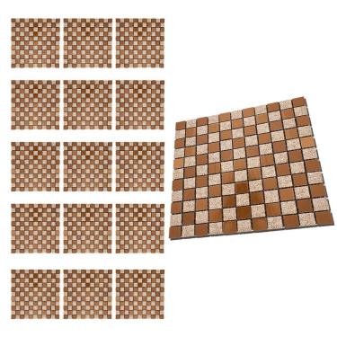 Imagem de Pastilha De Vidro Adesiva Kit 15 Uni Parede Banheiro Cozinha Lavabo Sala Moderna Reforma Requintado Facil Aplicacao