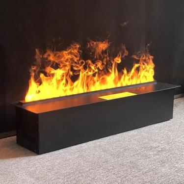 Imagem de Lareira decorativa a vapor de água com chama atomizadora 3D, inserção de lareira elétrica com toque/controle remoto, sem aquecedor, 160 cm