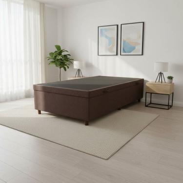 Imagem de Base Box Baú Solteiro 88x188cm com Pistão a Gás Estrutura Reforçada Smart Marrom