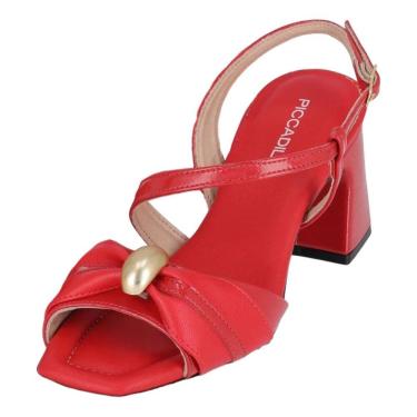 Imagem de Sandalia Feminino Confortavel Salto Bloco Medio Piccadilly