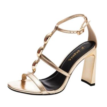 Imagem de Sandalia Feminina Confortavel Salto Medio Bloco Bebece