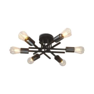 Imagem de Lustre Moderno Preto Semi Embutido, Estilo Meio Século, Luminária De T