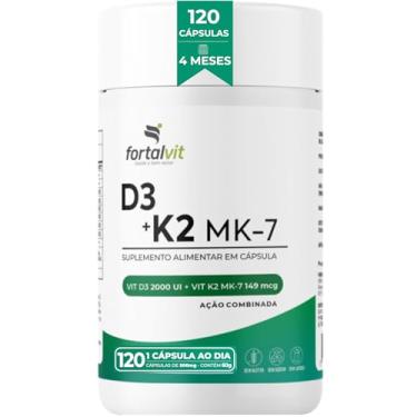 Imagem de Vitamina D3 + K2 120 Cápsulas 4 Meses de Uso Longa Duração, 2000UI D3 149mcg Vitamina K...
