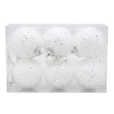 Imagem de Kit Bola de Natal Nevada Le Branca 6 Unidades 6cm, UNICA