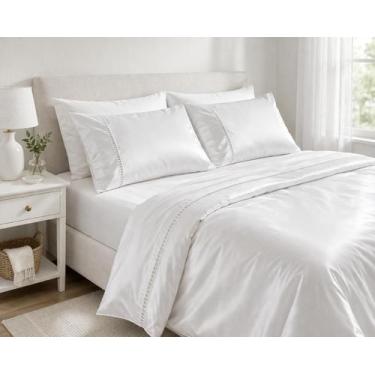 Imagem de Jogo Lençol Casal 600 Fios Algodão Egipcios 4 Peças - Rafaloro, Branco