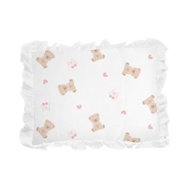 Imagem de Travesseiro Estampado com Babado para Bebê 28cm x 35cm Bublim, Ursa La