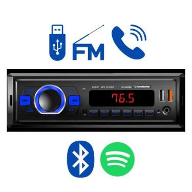 Imagem de Rádio Som Carro Automotivo Controle Mp3 Bluetooth Usb Fm - ROADSTAR