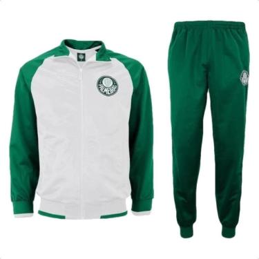 Imagem de Agasalho Conjunto Masculino Jaqueta Calça Palmeiras Trilobal Verde Branco-Masculino