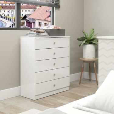 Imagem de Cômoda Grande com 5 Gavetas 75x91cm London Branco 6505 - Menu Móveis