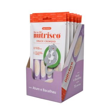 Imagem de Petisco para Gatos Snack Cremoso Nutrisco Sabor Atum e Bacalhau Display - 48 sachês