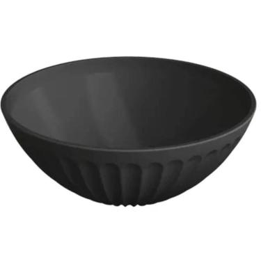 Imagem de Kit 6 Saladeiras Tigela Redonda Plástico Preto 1L 18x7,5cm Salada Pipoca Sobremesa Uz