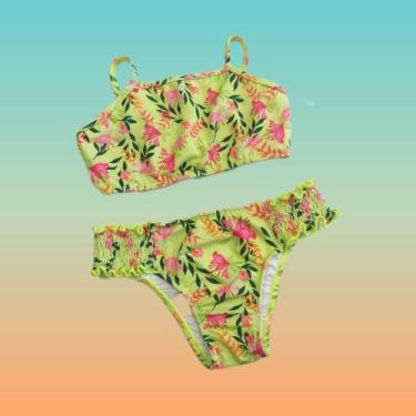 Imagem de Biquíni Infantil Estampado Frufru - Sol e Água, Estampado, Verde, 08