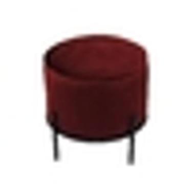 Imagem de Banqueta Redonda Est. Vermelho Base Metal Preto Luxo - LUXdécor