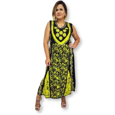 Imagem de Vestido Longo Indiano Batik Regata Bordado decote V 1003 - Sarat Moda 