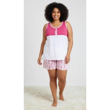 Imagem de Pijama Baby Doll Regata C/ Shorts Plus Size Nº 50 Ao 54 - Formosa, Ros