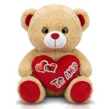 Imagem de Urso Com Coração Te Amo Pelúcia Hipoalergênico Infantil Macio Para Ape