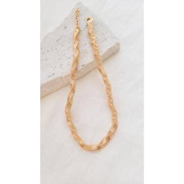 Imagem de Colar Maxi Elos Torcido Ondulado Banho Ouro 18k Delta Joias
