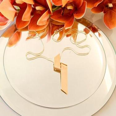 Imagem de Colar Design Fita Longo Banhado Ouro Izagi